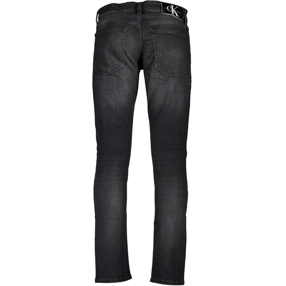 Black Cotton Men's Slim-Fit Jeans