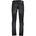 Black Cotton Men's Slim-Fit Jeans