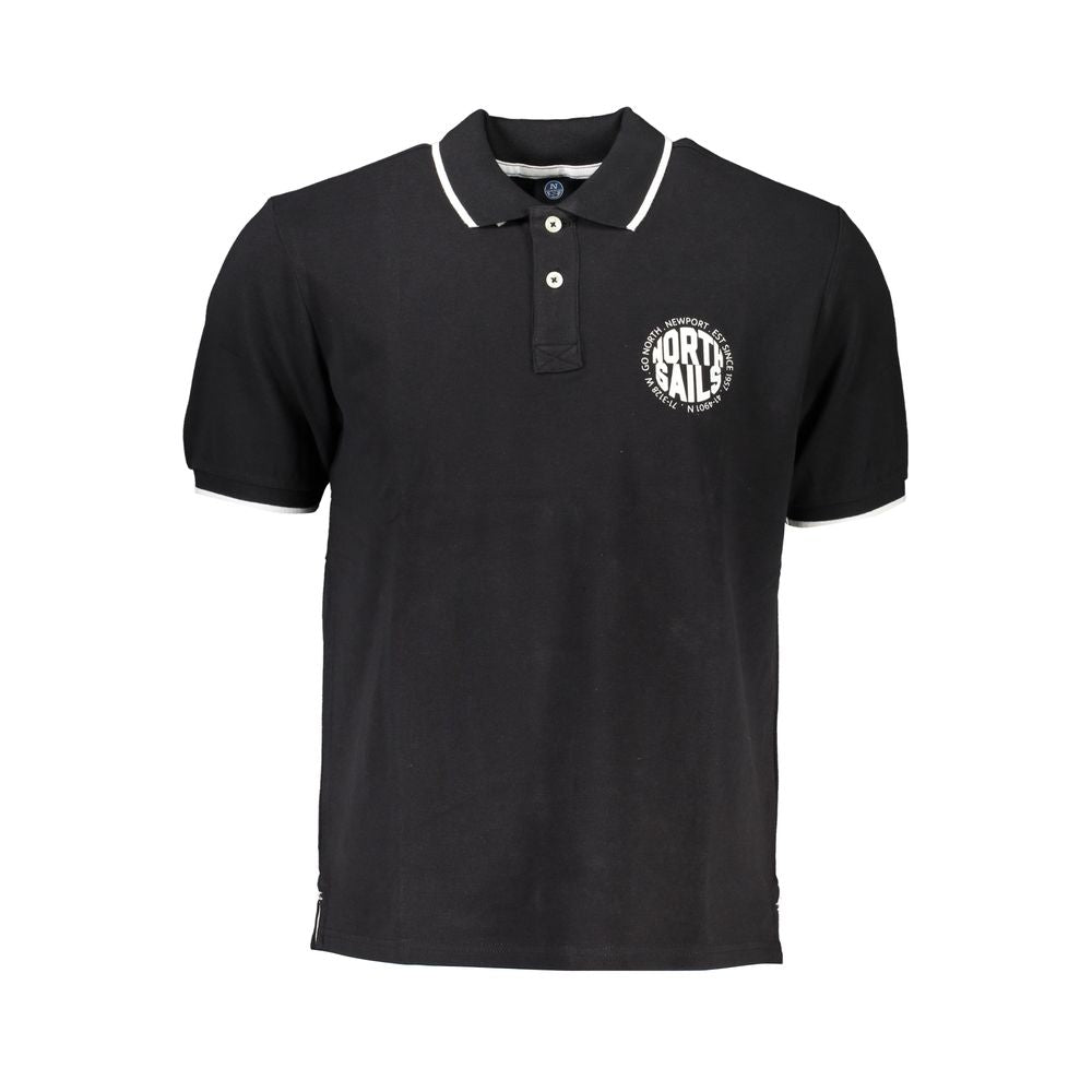 Black Cotton Men Polo Shirt