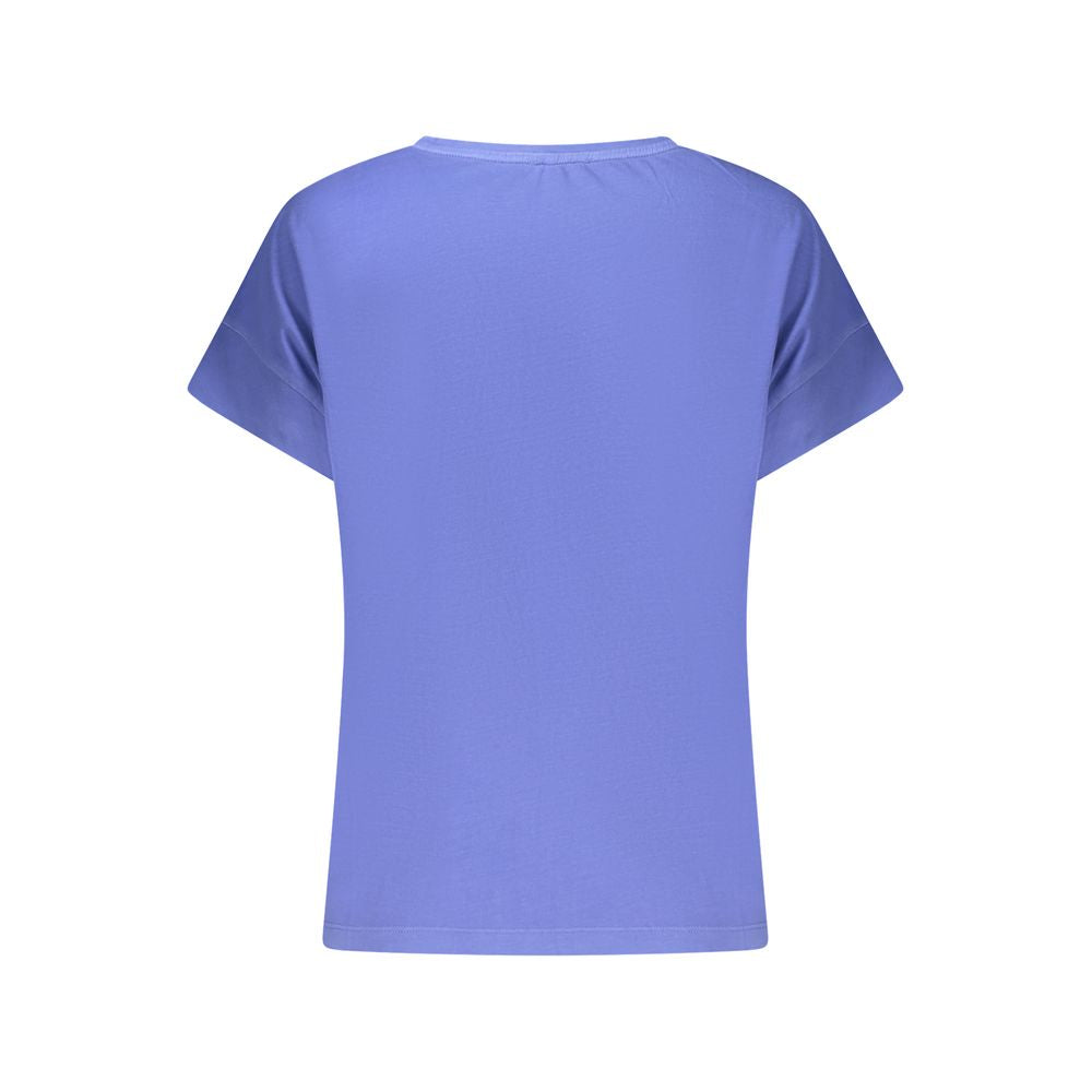 Blue Cotton Women T-Shirt