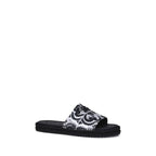 Black Cotton Flat Sandals