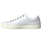 White Leather Gold Red Heart Sneakers Shoes