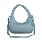 Blue Polyurethane Women Shoulder Bag