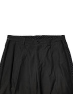 Gray Cotton Patterned Formal Pants