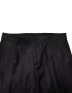 Black Wool Patterned Formal Pants