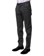Gray Striped Cotton Formal Pants