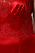 Red Silk Sleeveless Maxi Long Dress