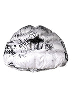 White Polyester Printed Hood Quilted Hat