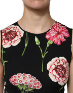Black Floral Print Sleeveless Tank Blouse Top