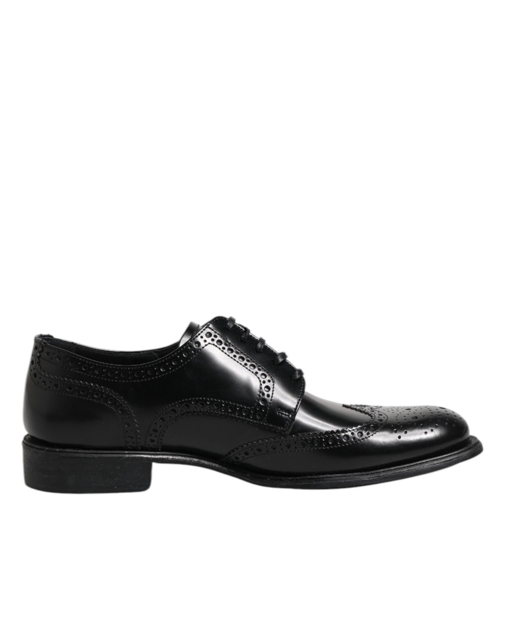 Black Leather Derby Wingtip Formal Shoes