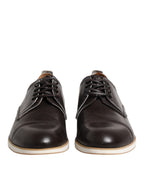 Dark Brown Leather Derby Lace Up Dress Formal Shoes