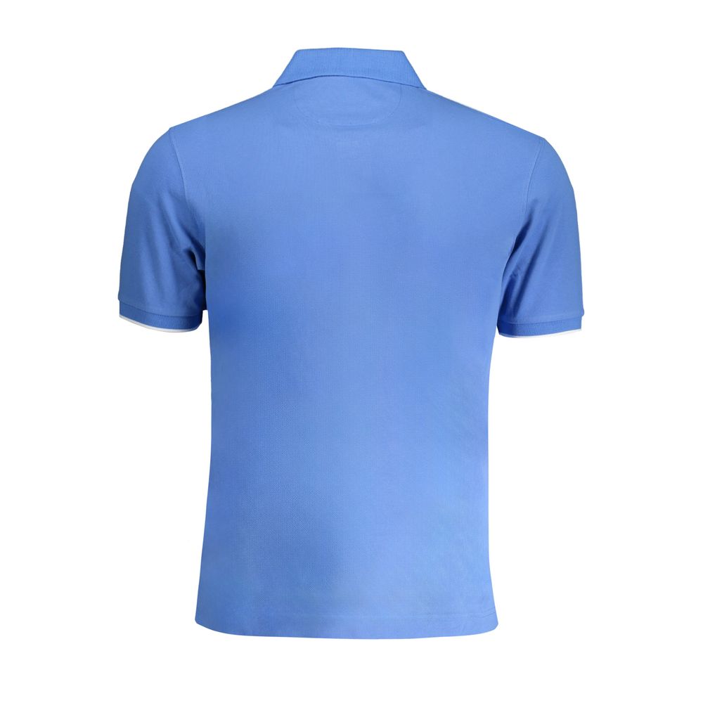 Blue Cotton Men Polo Shirt