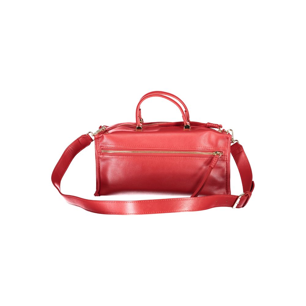 Red Polyurethane Women Handbag