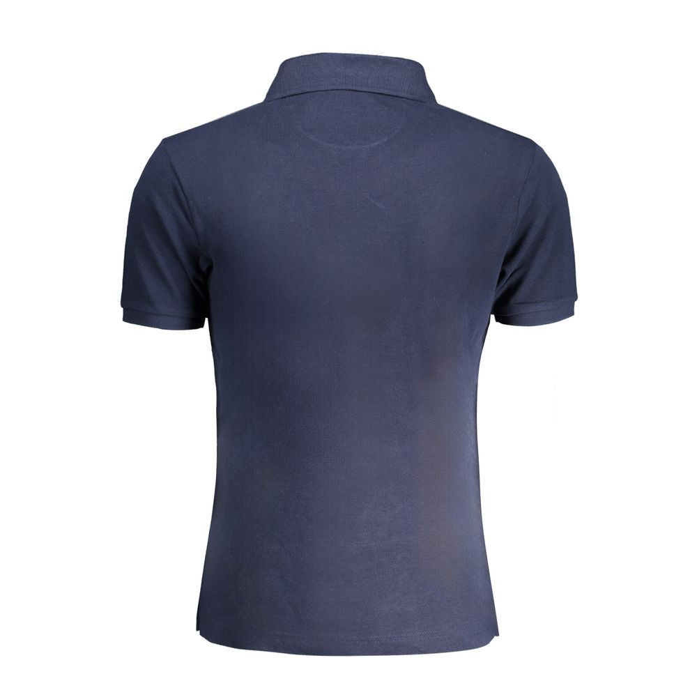 Blue Cotton Men Polo Shirt