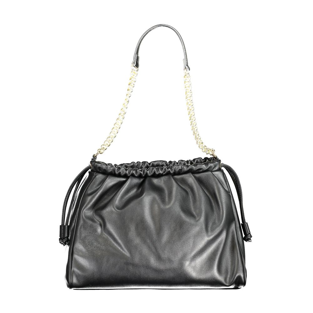 Black Polyurethane Women Shoulder Bag
