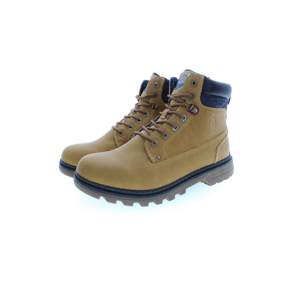 Beige Polyurethane Men Ankle Boot