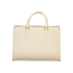 Beige Polyurethane Women Handbag