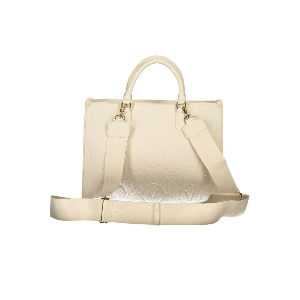 Beige Polyurethane Women Handbag
