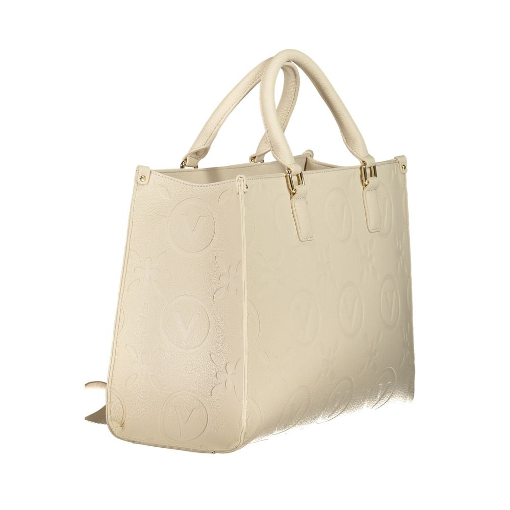 Beige Polyurethane Women Handbag