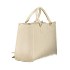 Beige Polyurethane Women Handbag