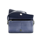 Blue Polyurethane Women Handbag