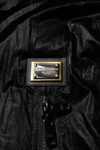 Black Logo Full Zip Hooded Quilted Jacket