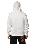 White Cotton DG ROYAL Print Hooded Sweater