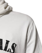 White Cotton DG ROYAL Print Hooded Sweater