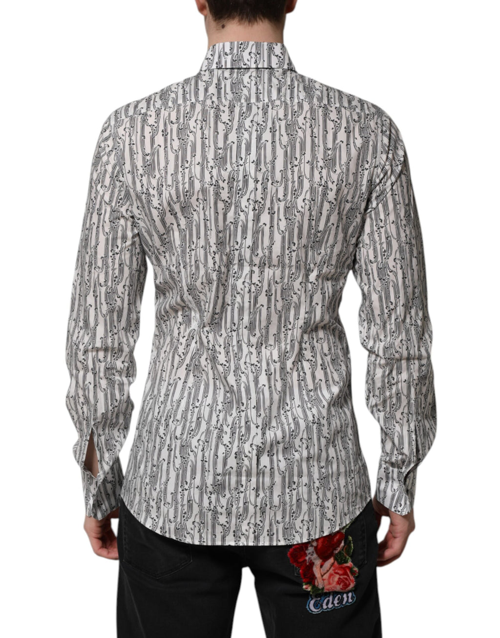 White Floral Print Casual Long Sleeves Shirt