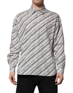 White Striped Long Sleeves Men Formal Shirt