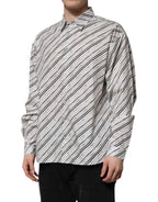 White Striped Long Sleeves Men Formal Shirt