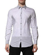 White Striped GOLD Long Sleeves Dress Shirt