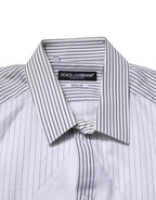 White Striped GOLD Long Sleeves Dress Shirt