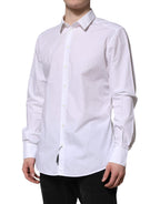White Cotton GOLD Long Sleeves Dress Shirt