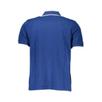 Blue Cotton Men Polo Shirt