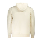White Cotton Men Sweater with Hood and Pockets