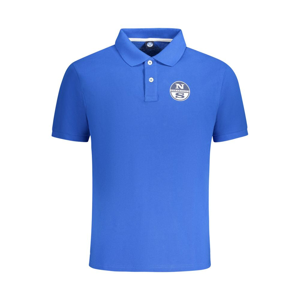 Blue Cotton Men Polo