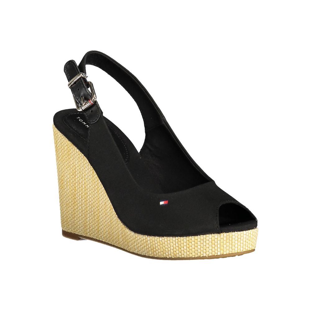 Black Polyester Women Sandal
