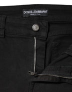Black Cotton Mid Waist Denim Jeans