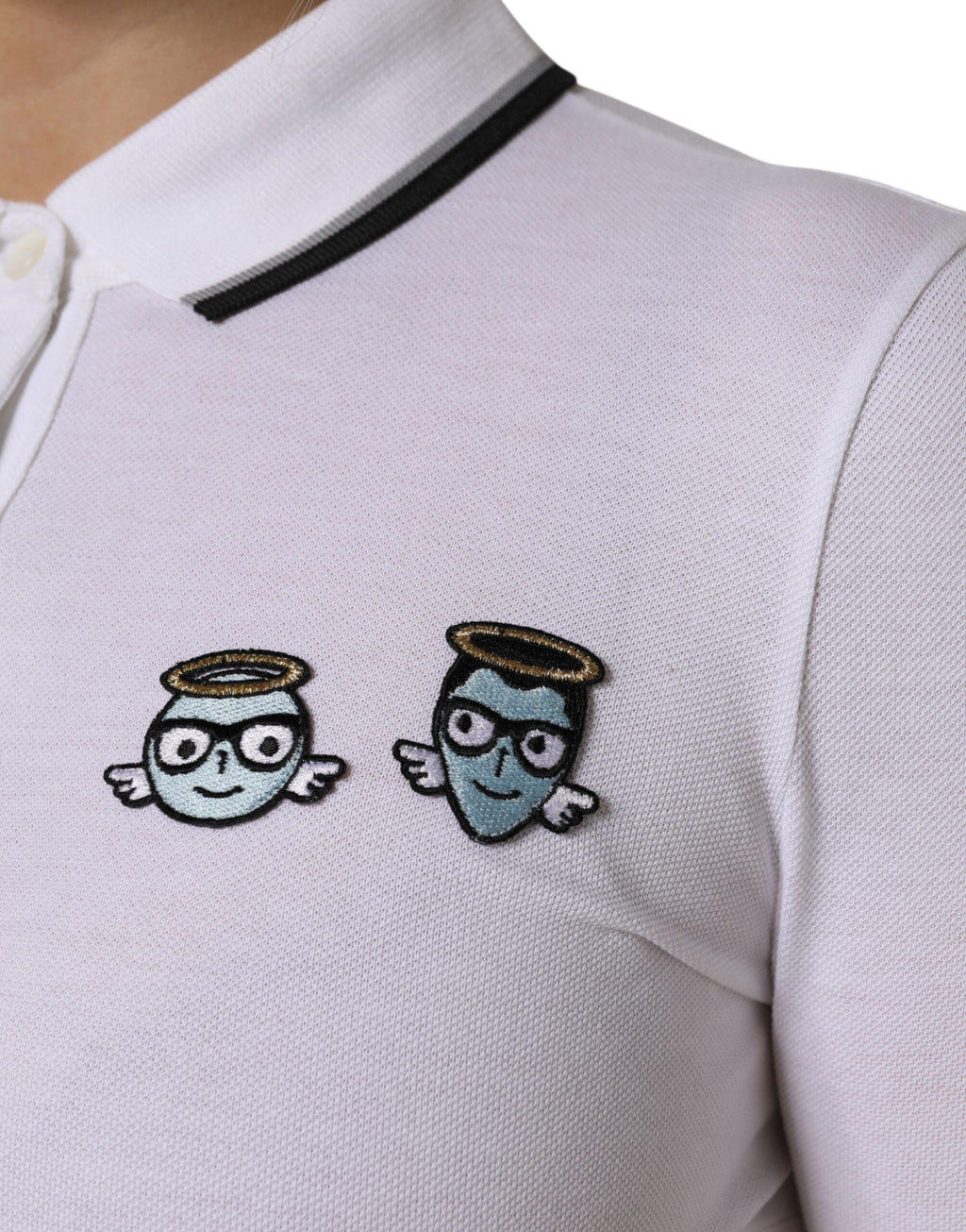 White Cotton Short Sleeves Collared Polo Top