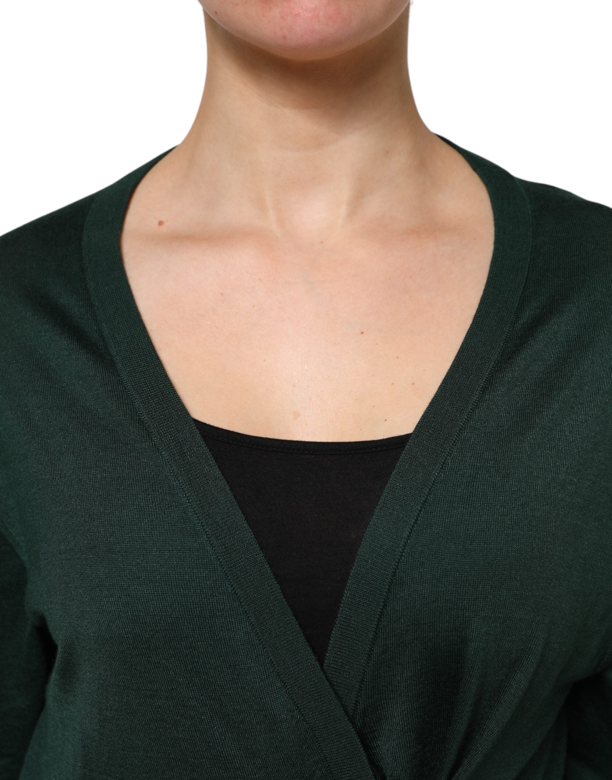Dark Green Cashmere Silk Cardigan Sweater