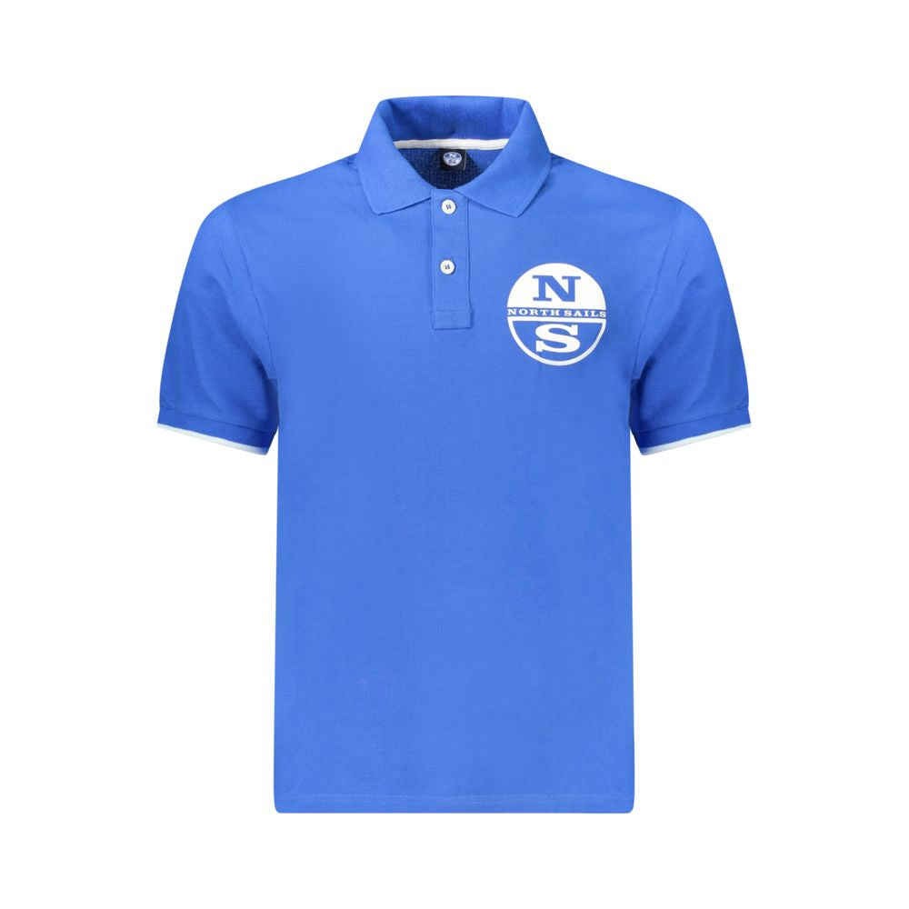 Blue Cotton Men Polo