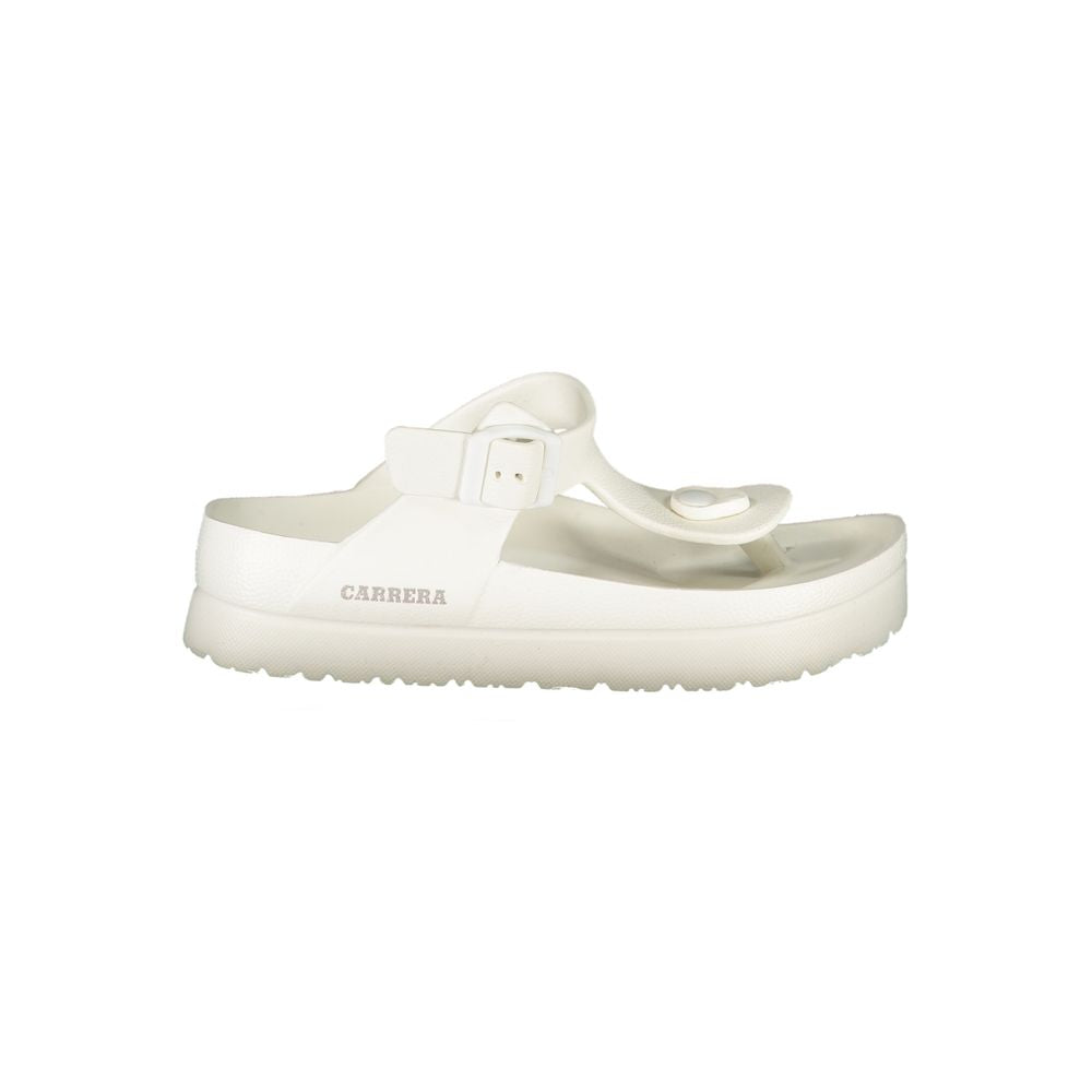 Bianco Poliuretano Womens Flip Flop with Ankle Buckle