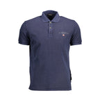 Blue Cotton Men Polo Shirt