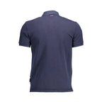 Blue Cotton Men Polo Shirt