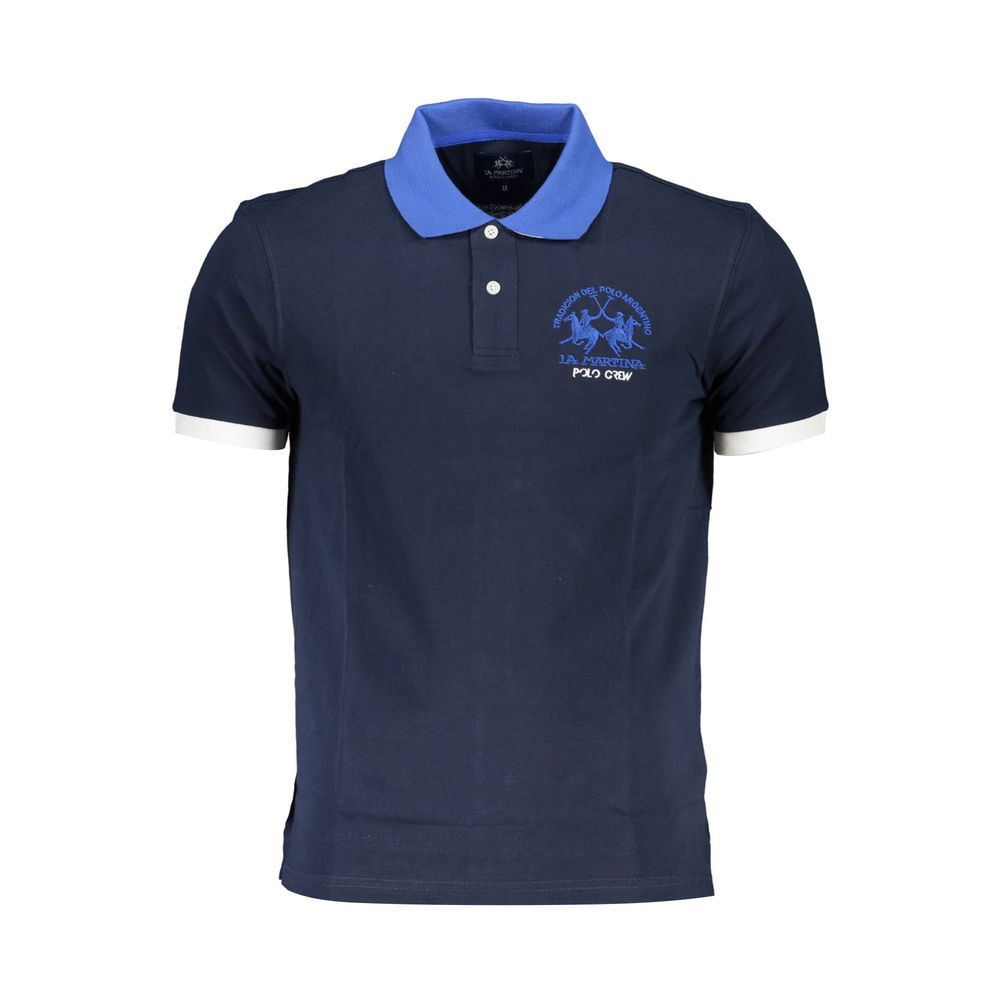 Blue Cotton Men's Polo Shirt
