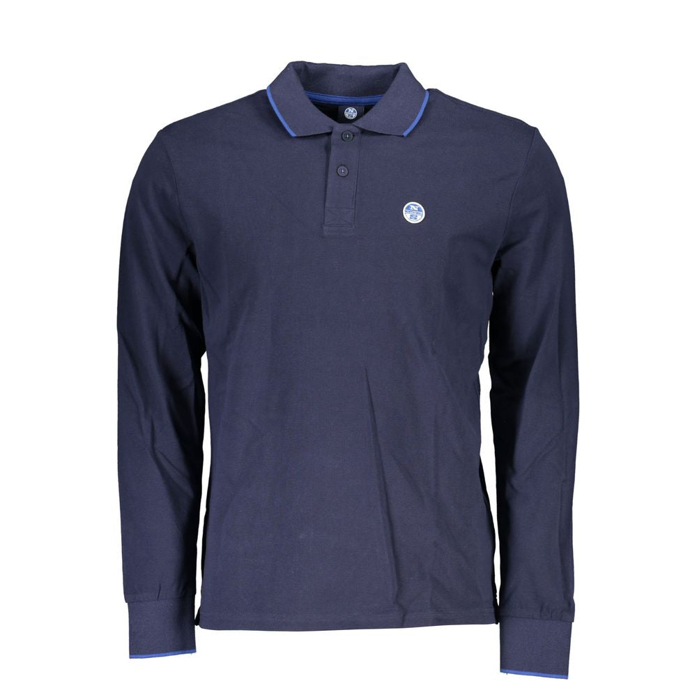 Blue Cotton Men Polo Shirt