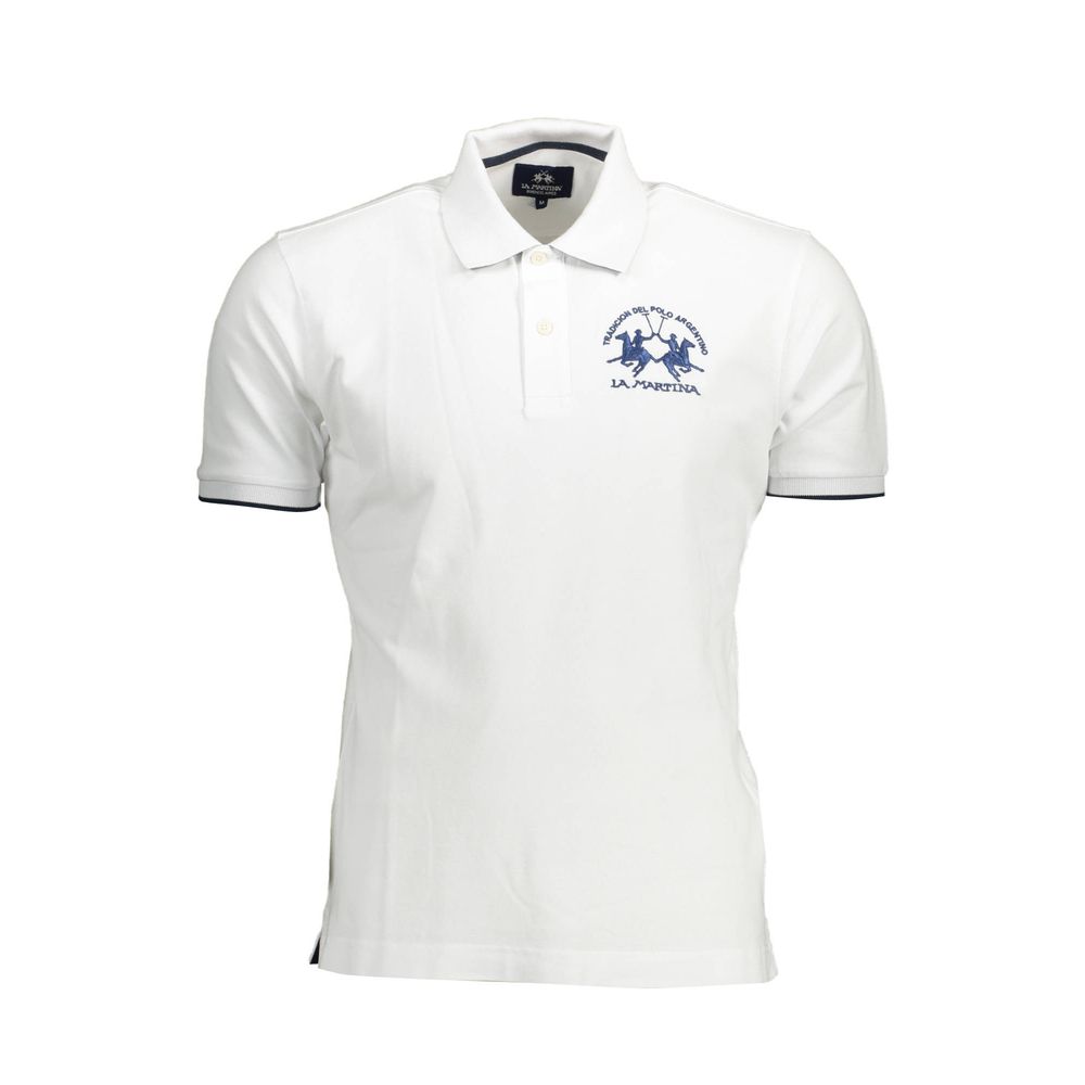 White Cotton Men Polo Shirt