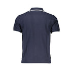 Blue Cotton Men Polo