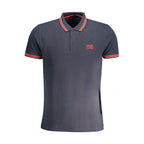 Blue Cotton Men Polo Shirt